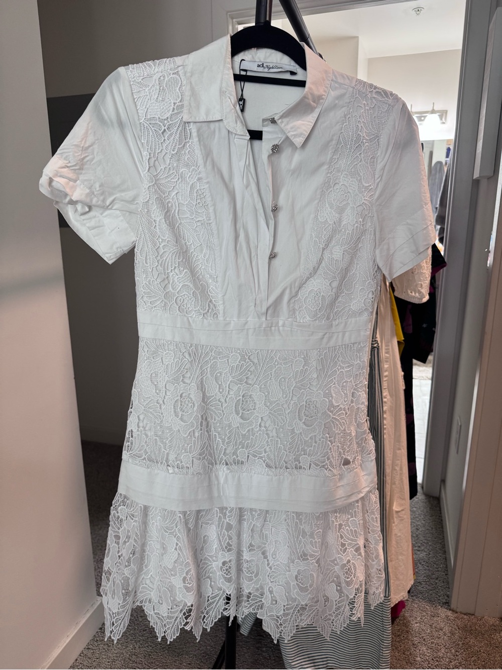 Women's White Lace Shirt Dress